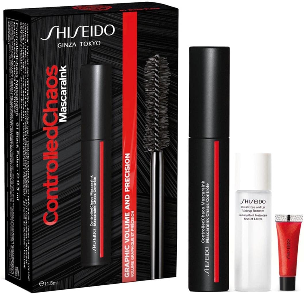 Shiseido Controlled Chaos For Women Set (Mascaralnk 01 Black Puls 11.5Ml + Makeup Remover 30Ml + Shimmer Gel 2Ml)