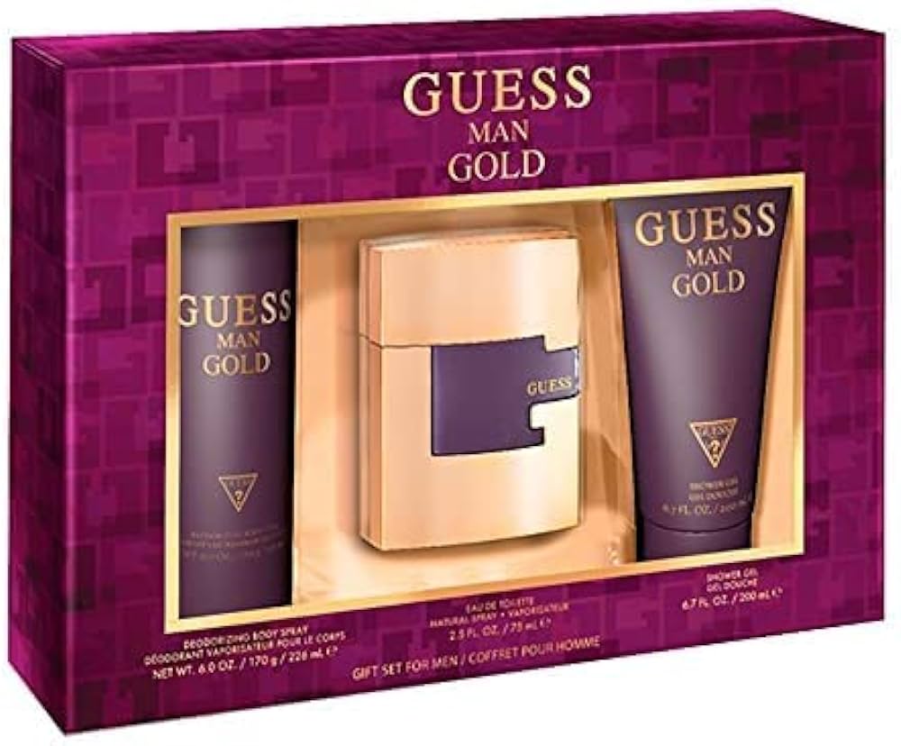 Guess Gold For Men Set Eau De Toilette 75Ml + Sg 200Ml + Body Spray 226Ml (New Pack)