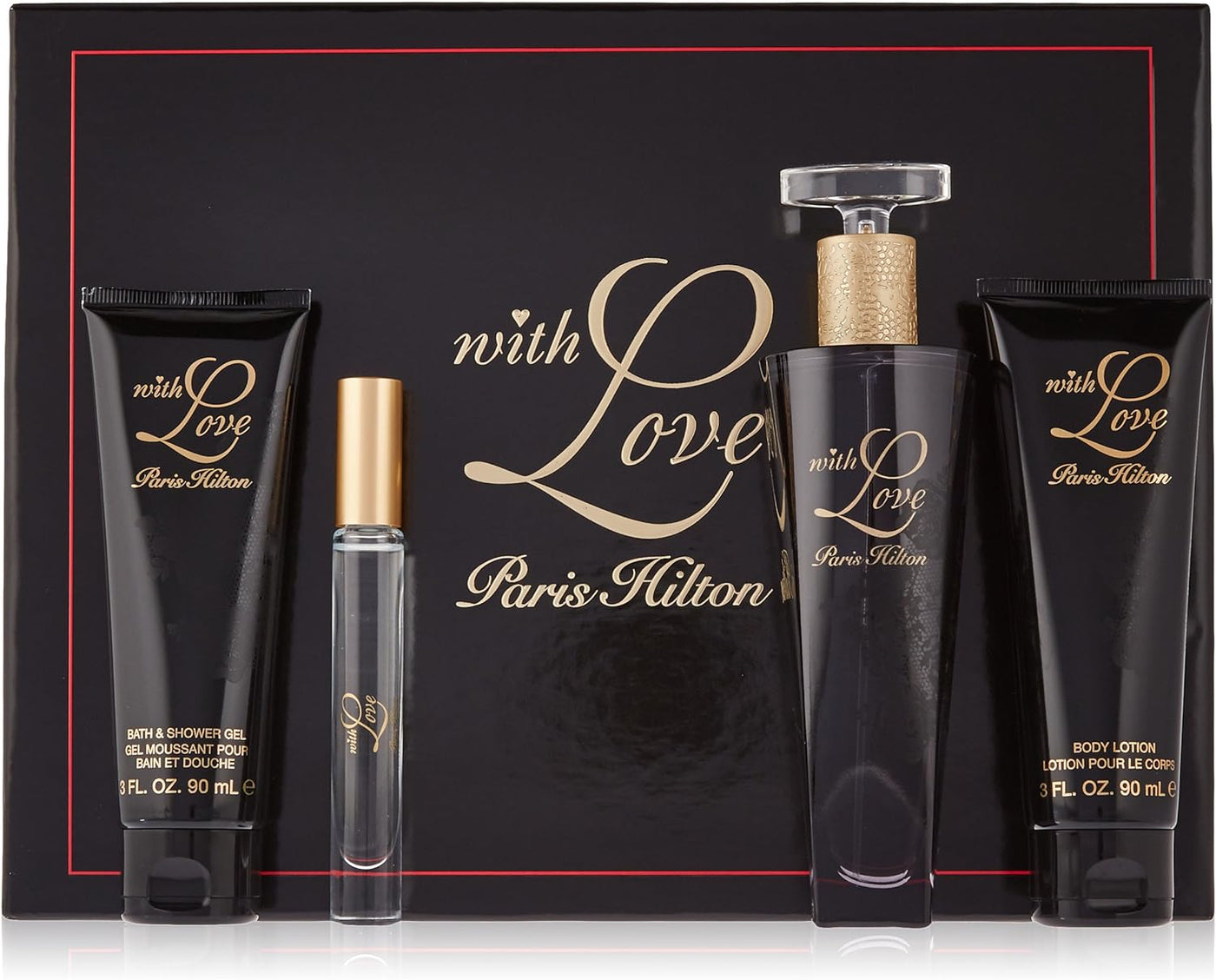 Paris Hilton With Love For Women Set Eau De Parfum 100Ml + Eau De Parfum 6Ml Roll-On + Bl 90Ml + Sg 90Ml