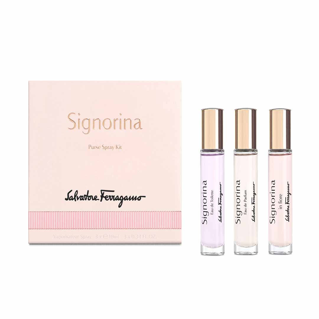 Salvatore Ferragamo For Women Set 3 X 10Ml Purse Spray (Signorina Eau De Parfum + In Fiore Eau De Toilette + Ribelle Eau De Parfum)
