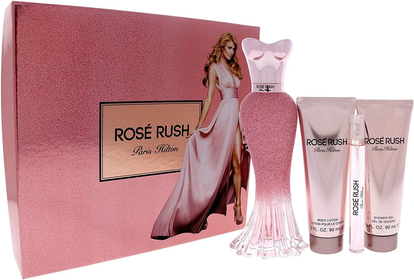 Paris Hilton Rose Rush For Women Set Eau De Parfum 100Ml + Eau De Parfum 10Ml + Bl 90Ml + Sg 90Ml