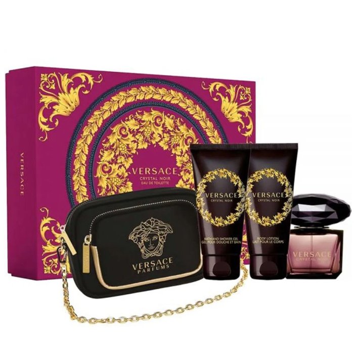 Versace Crystal Noir For Women Set Eau De Toilette 90Ml + Bl 100Ml + Sg 100Ml + Pouch