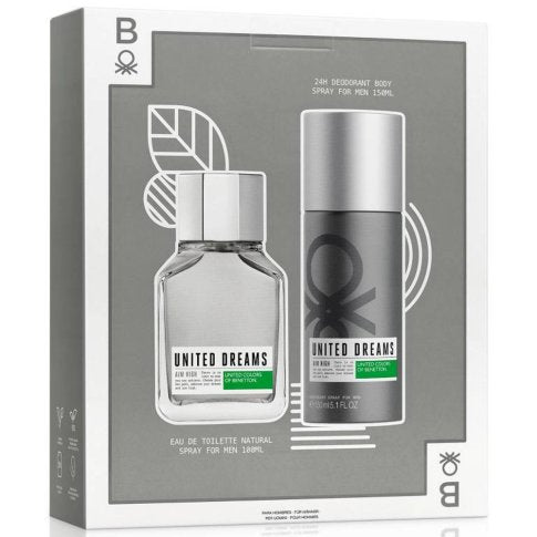 BENETTON UNITED DREAMS AIM HIGH (M) SET EDT 100ML + 24H DEODORANT 150ML