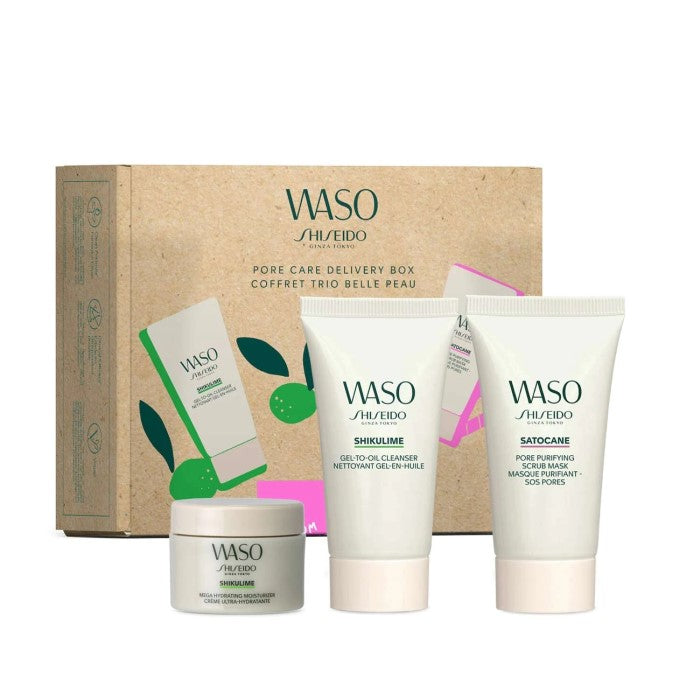 Shiseido Waso Pore Care Kit Set (Oil Cleanser 30Ml + Moisturizer 15Ml + Scrub Mask 30Ml)