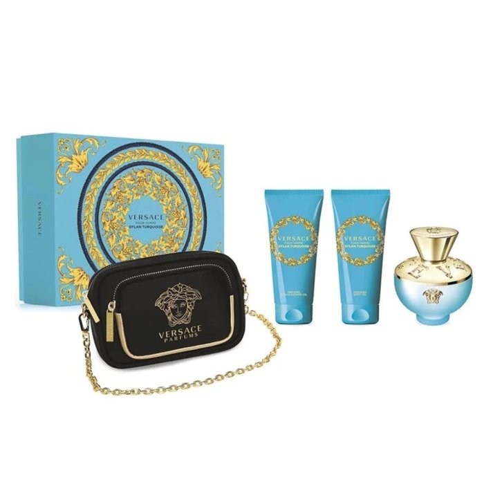 Versace Pour Femme Dylan Turquoise For Women Set Eau De Toilette 100Ml + Sg 100Ml + Bg 100Ml + Clutch Bag
