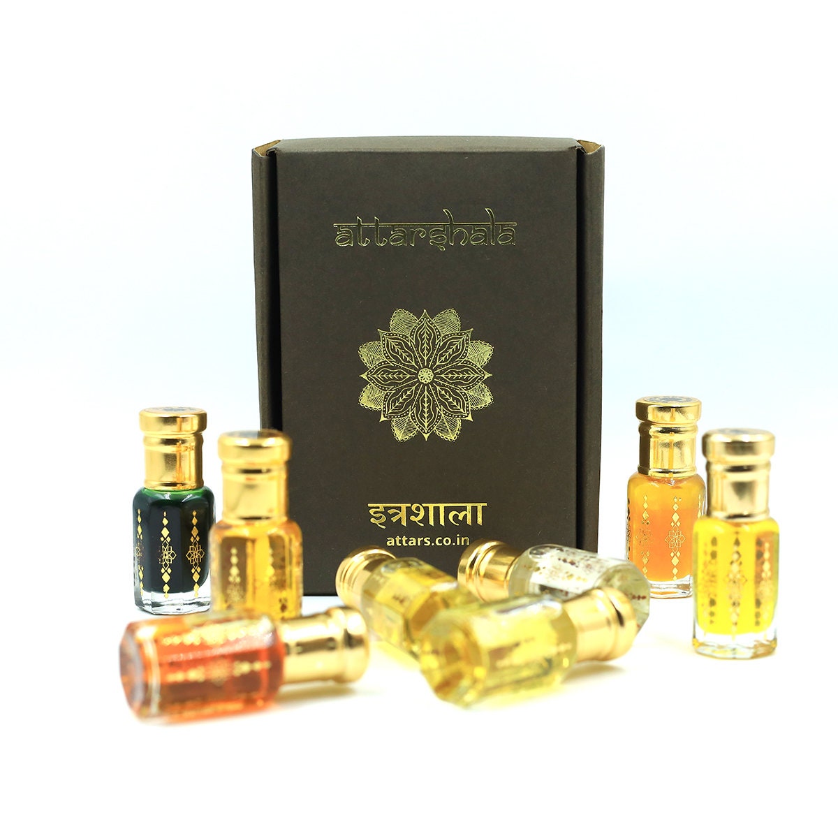 Discover Attars of Kannauj By AttarShala India Attar Mitti |Sandalwood|Saffron Kashmir|Majmua|Ruh Khus|Jasmine Bela|Shamama|Desi Rose+1